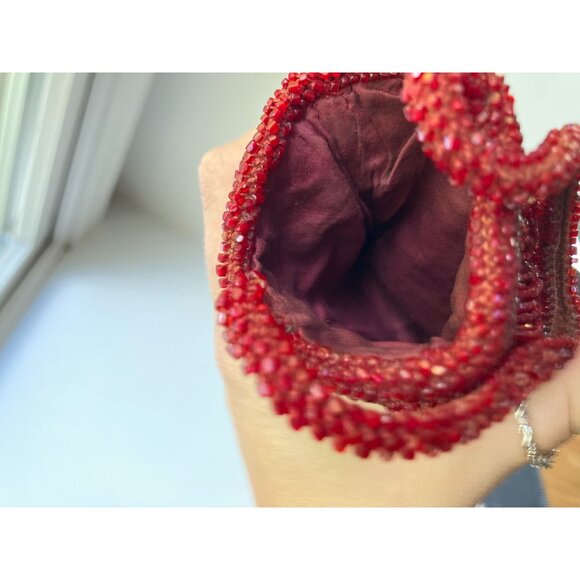 1920's Cranberry Red Czech Glass Wristlet Purse READ - Picture 9 of 10